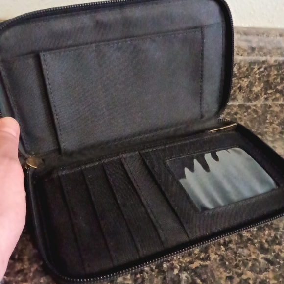 Pendelton Black Blue Plaid Wool Zip Around Clutch Wristlet Wallet-7 1/4x4.5 - Picture 6 of 7